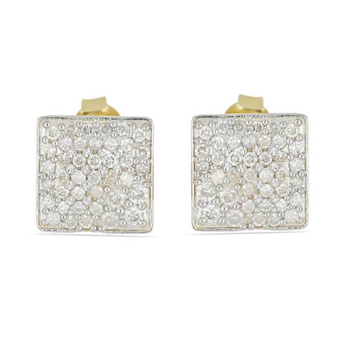 BUY 14K GOLD WHITE DIAMOND GEMSTONE CLUSTER EARRINGS